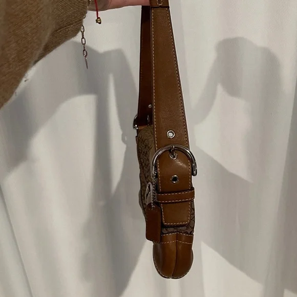 Coach 6818 Vintage Soho British Tan Leather & Signature C Canvas Bag RARE - Picture 4 of 10